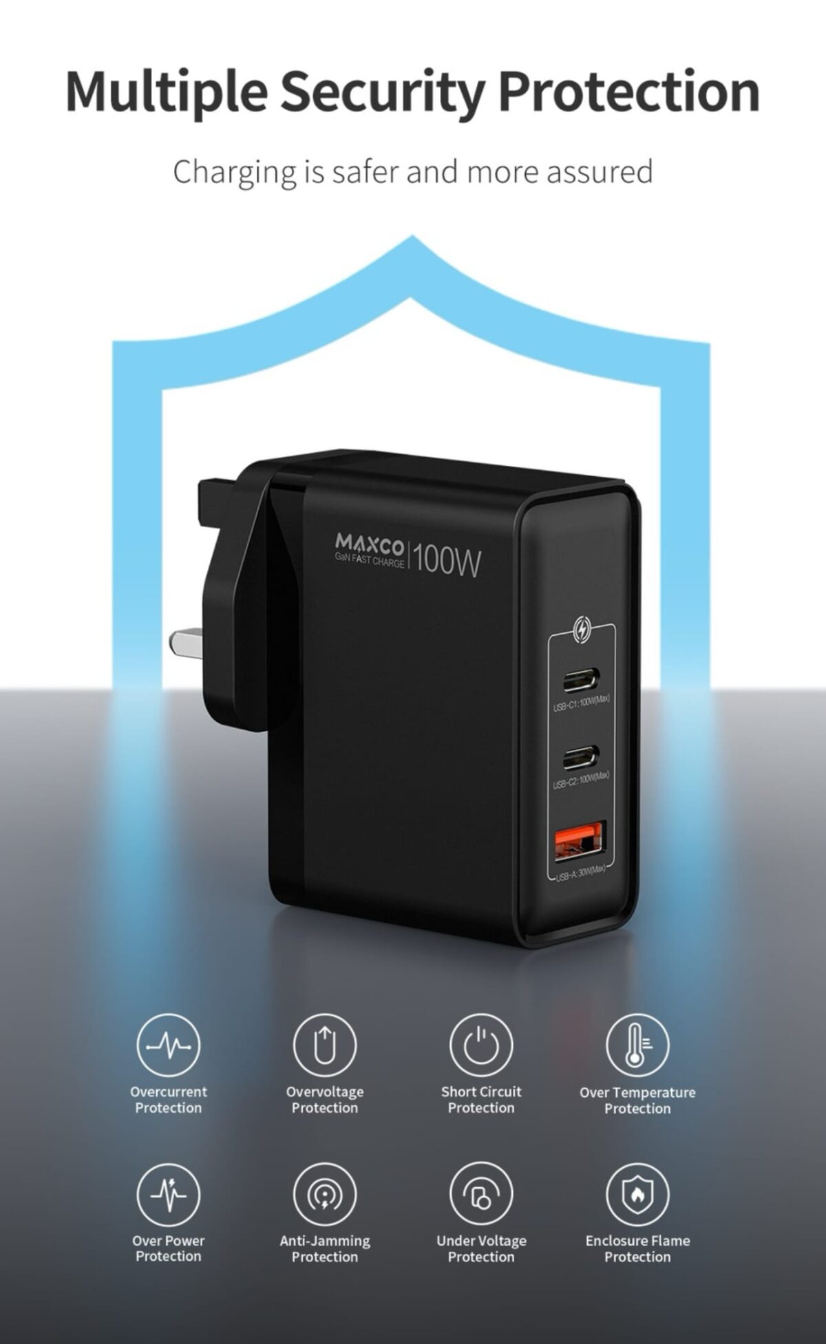 MAXCO  Super Fast Charger 100W USB-C1 C2 USB A - Image 3