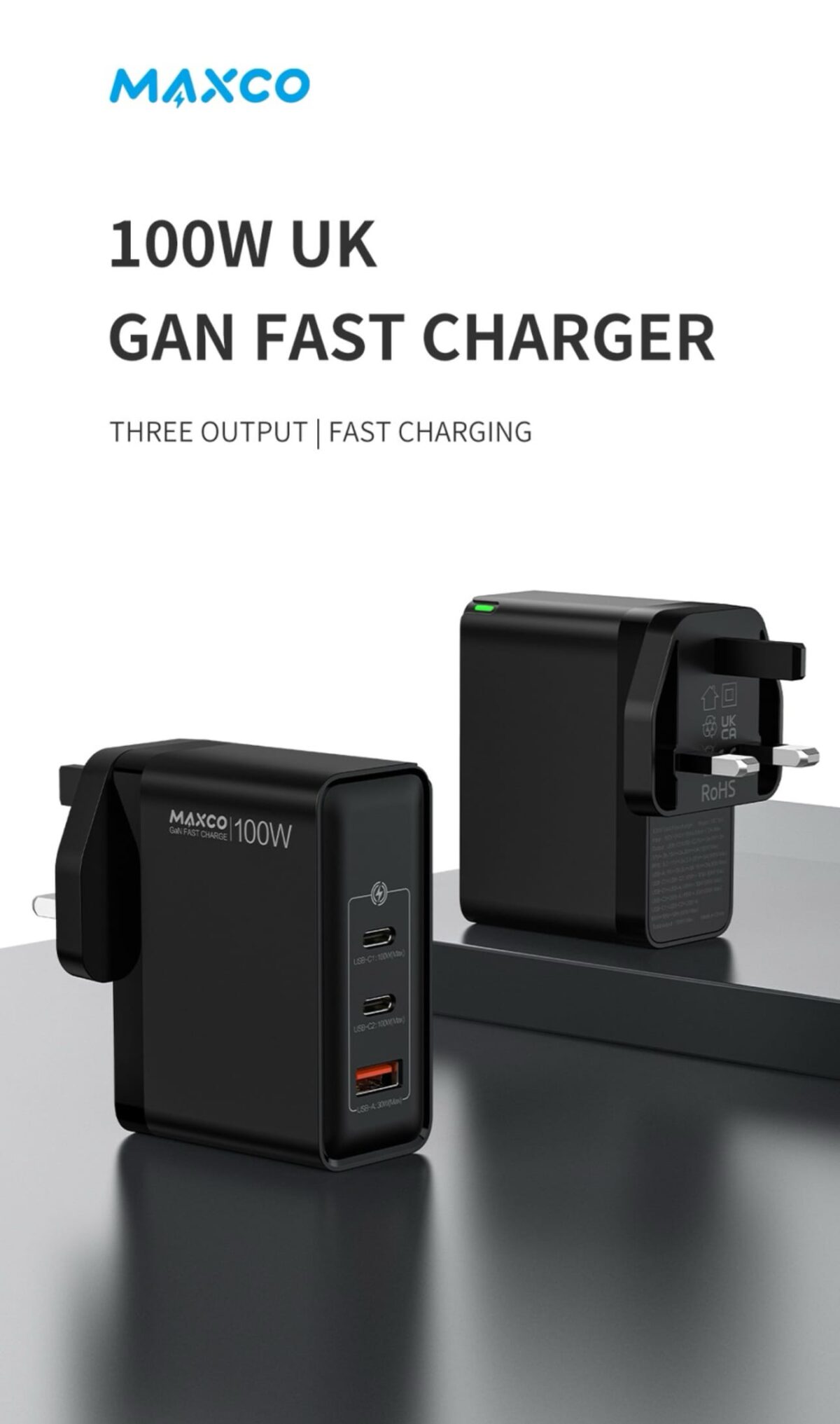 MAXCO  Super Fast Charger 100W USB-C1 C2 USB A - Image 2