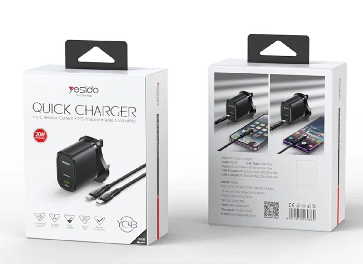Yesido : Quick Charger Lightning & Type-C Dual Port 20W YC43 - Image 4