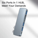 YESIDO : Hub Adapter 6 In 1 USB-C TF-SD Intelligent Docking Station HB10 (Grey) - Image 4