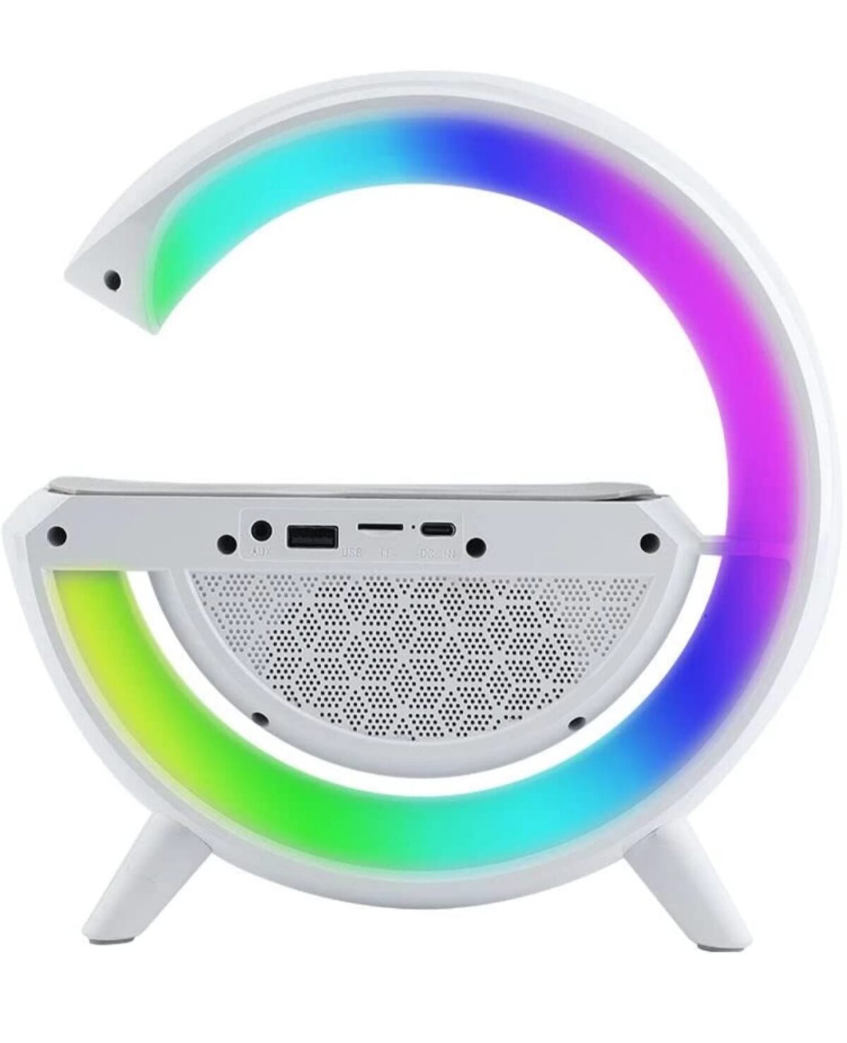 Table Lamp with Bluetooth Speaker, Wireless Charger for Bedroom Table Lamp (White) - Image 2