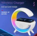 Table Lamp with Bluetooth Speaker, Wireless Charger for Bedroom Table Lamp (White) - Image 3