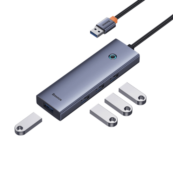 BASEUS: Flite Series 4 In 1 USB-A to USB 3.0*4 HUB Adapter (Space Grey)