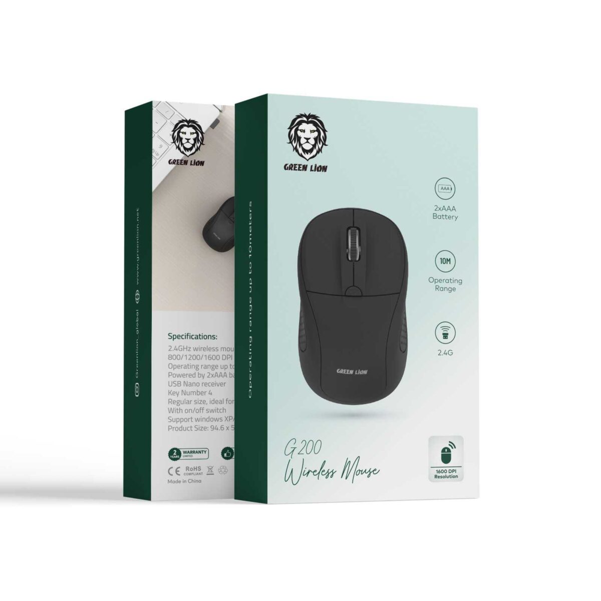 Green Lion G200 Wireless Mouse (Black) - Image 2
