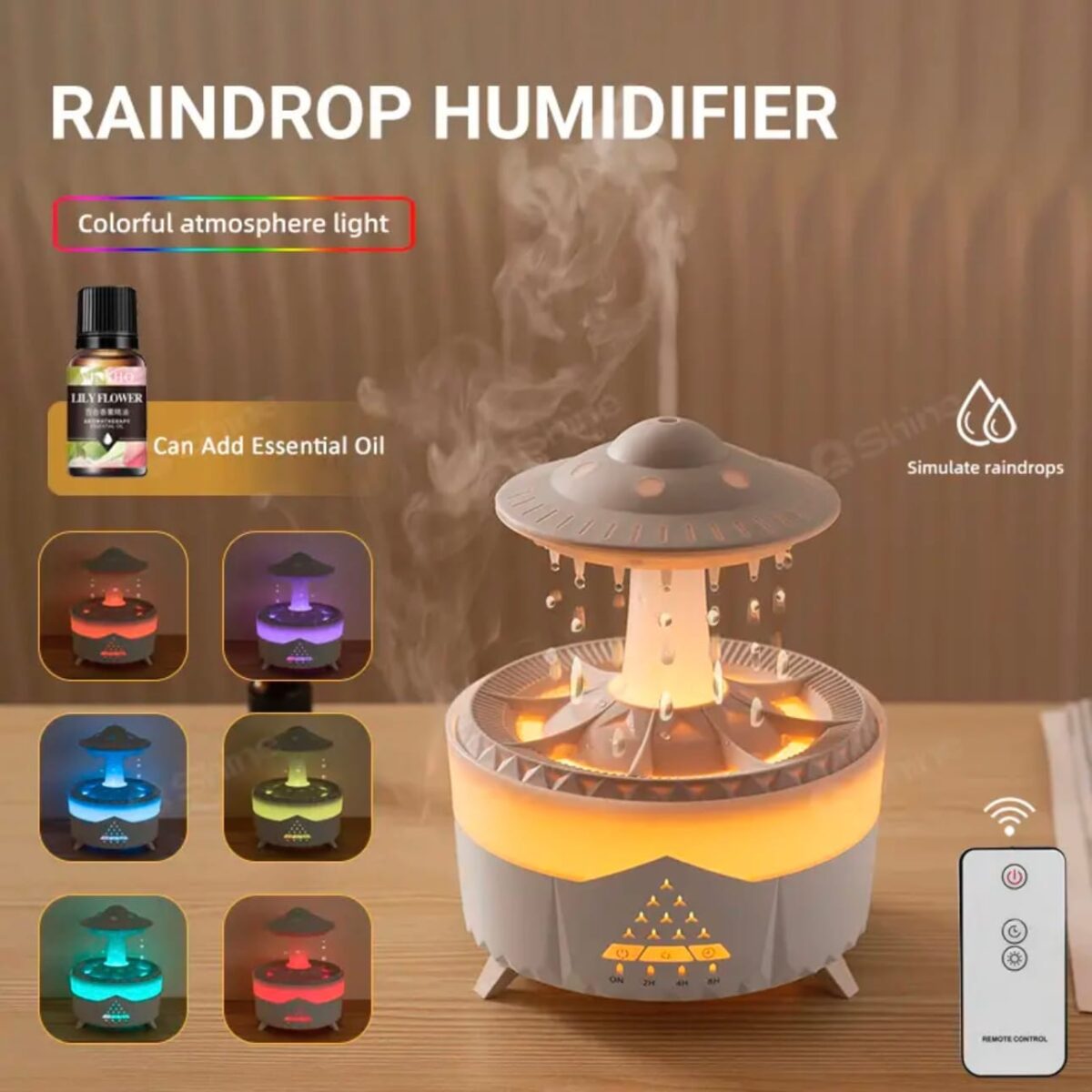 Water Drop Aromatherapy Humidifier Remote Control Diffuser - Image 2