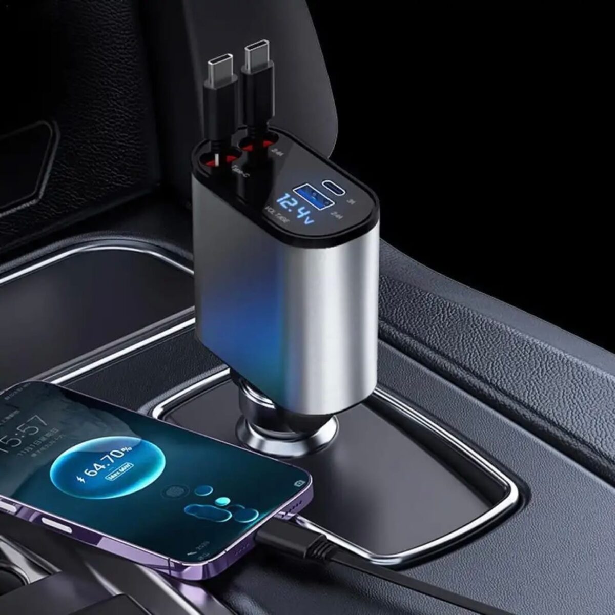 Super Fast Retractable Car Charger (Generic) - Image 2