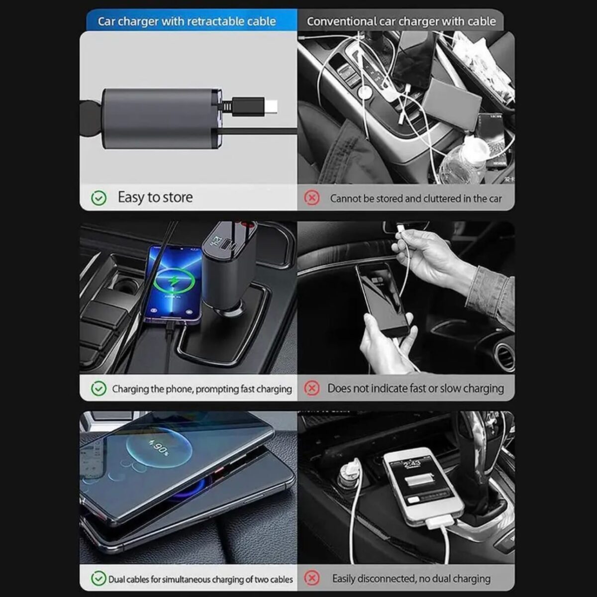 Super Fast Retractable Car Charger (Generic) - Image 5