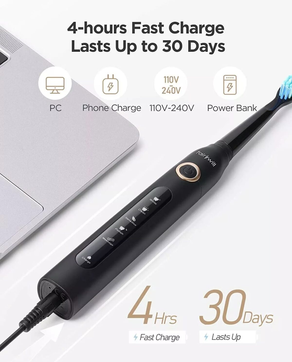 Fairywill Water Flosser Oral Irrigator and Electric Toothbrush Combo for Adults - Image 3