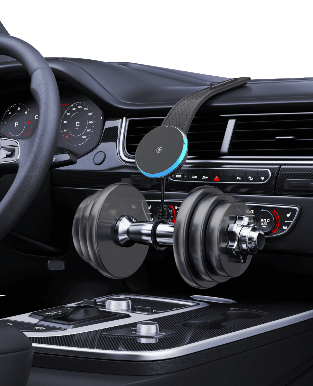 Porodo 15W Magnetic Wireless Car Mount with Dual Port Car Charger - Image 3