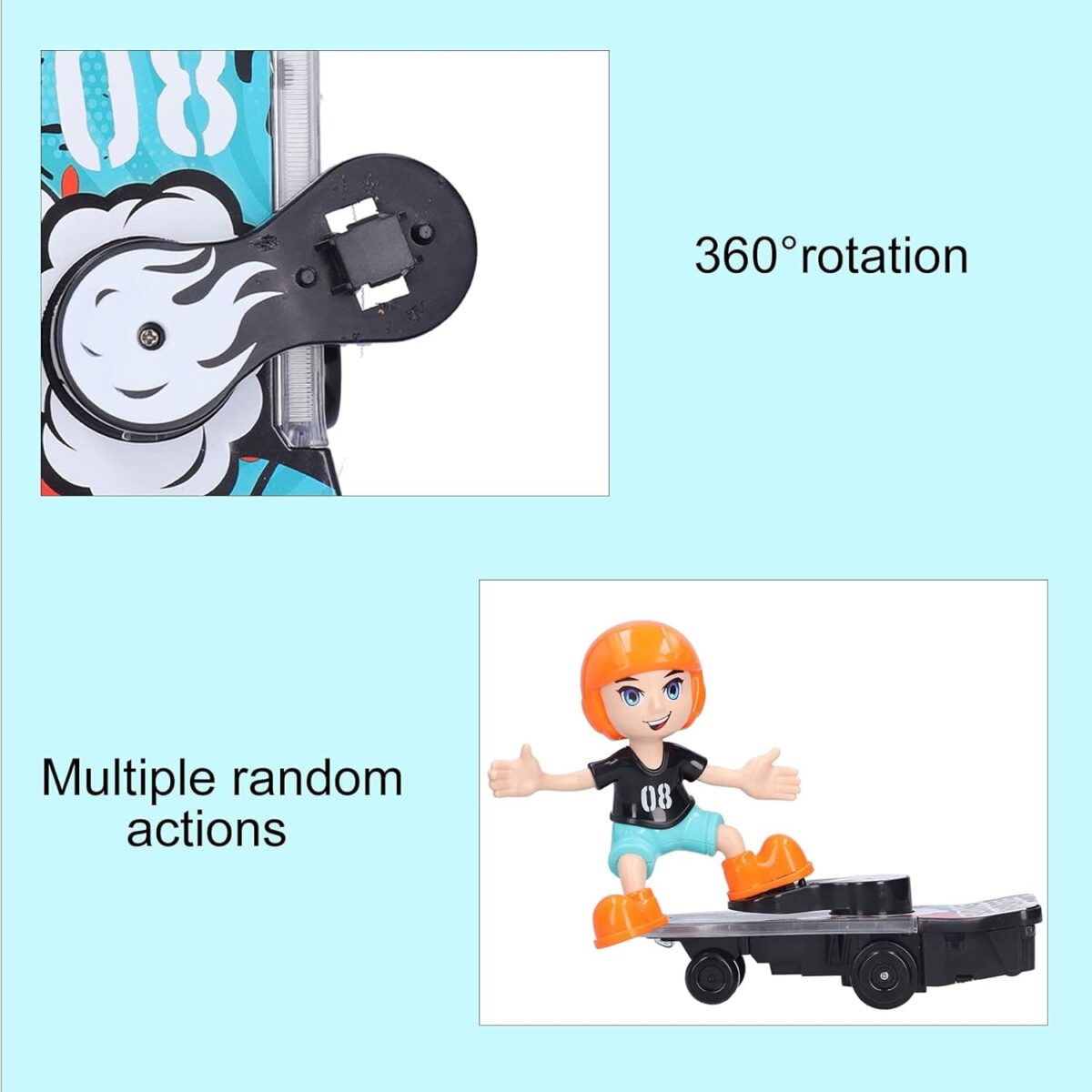 Stunt Scooter Music & Light Toy, Children Toy Cool Lights with Cartoon Boy Model for Playing - Image 3