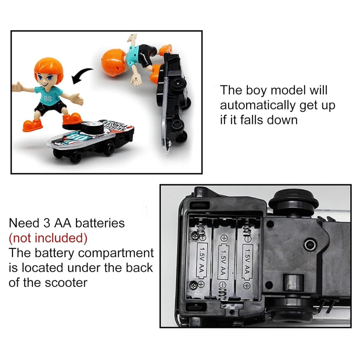 Stunt Scooter Music & Light Toy, Children Toy Cool Lights with Cartoon Boy Model for Playing - Image 6
