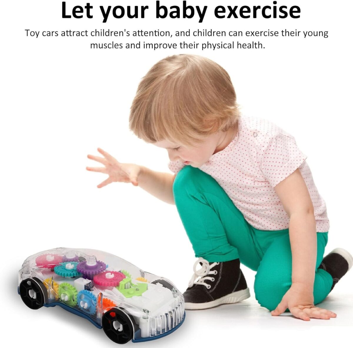 Mechanical Car Toy, Moving Gears Transparent Toy Car Fun for Toddlers - Image 3