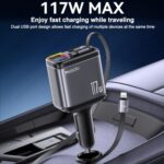 Yesido Y63 4 in 1 USB Type-C+USB Multifunctional Dual Line Digital Display Car Fast Charger