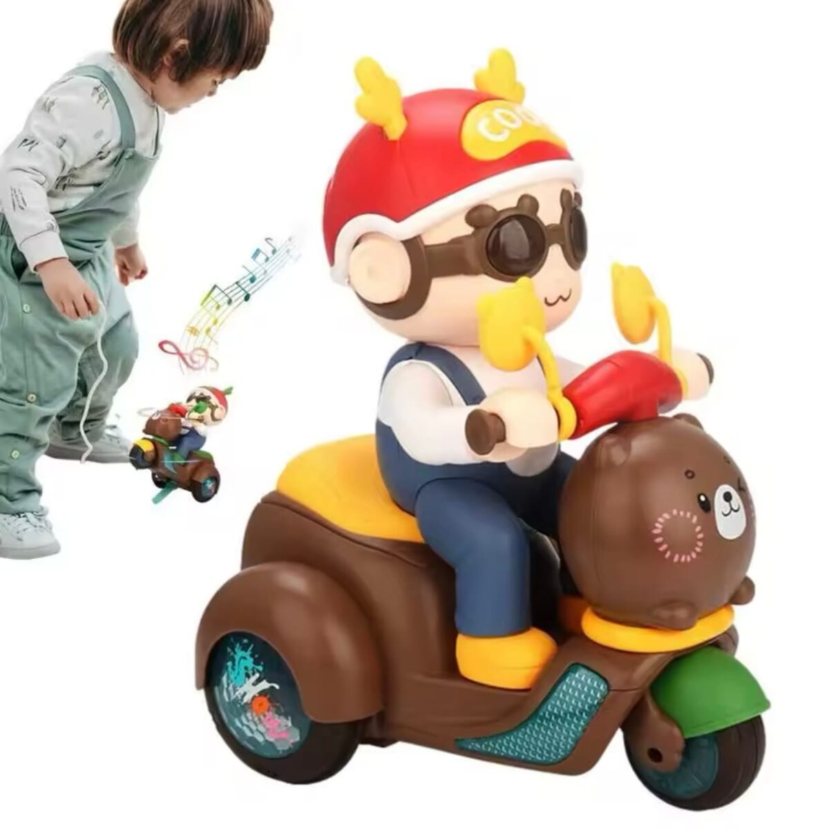 Toddler Motorcycle Toy Dancing & Rotating Stunt Tricycle With Lights Music - Image 2