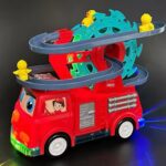 Fire Truck Toy with Small Duck Climbing Toy & 3D Car that Lights Boy Girl Little for Loud Kid Toddler Play Toy - Image 4