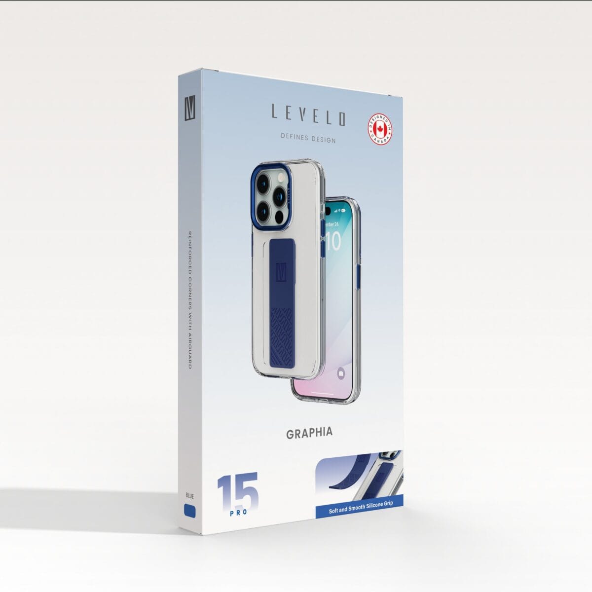 Levelo Graphia Shock-Proof Edges IMD Silicone Grip Clear Case for iPhone 15 Pro - Image 3