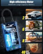 Portable Wireless Tire Inflator Air Compressor Pump For Cars, Motorcycles & Bicycles - Image 3