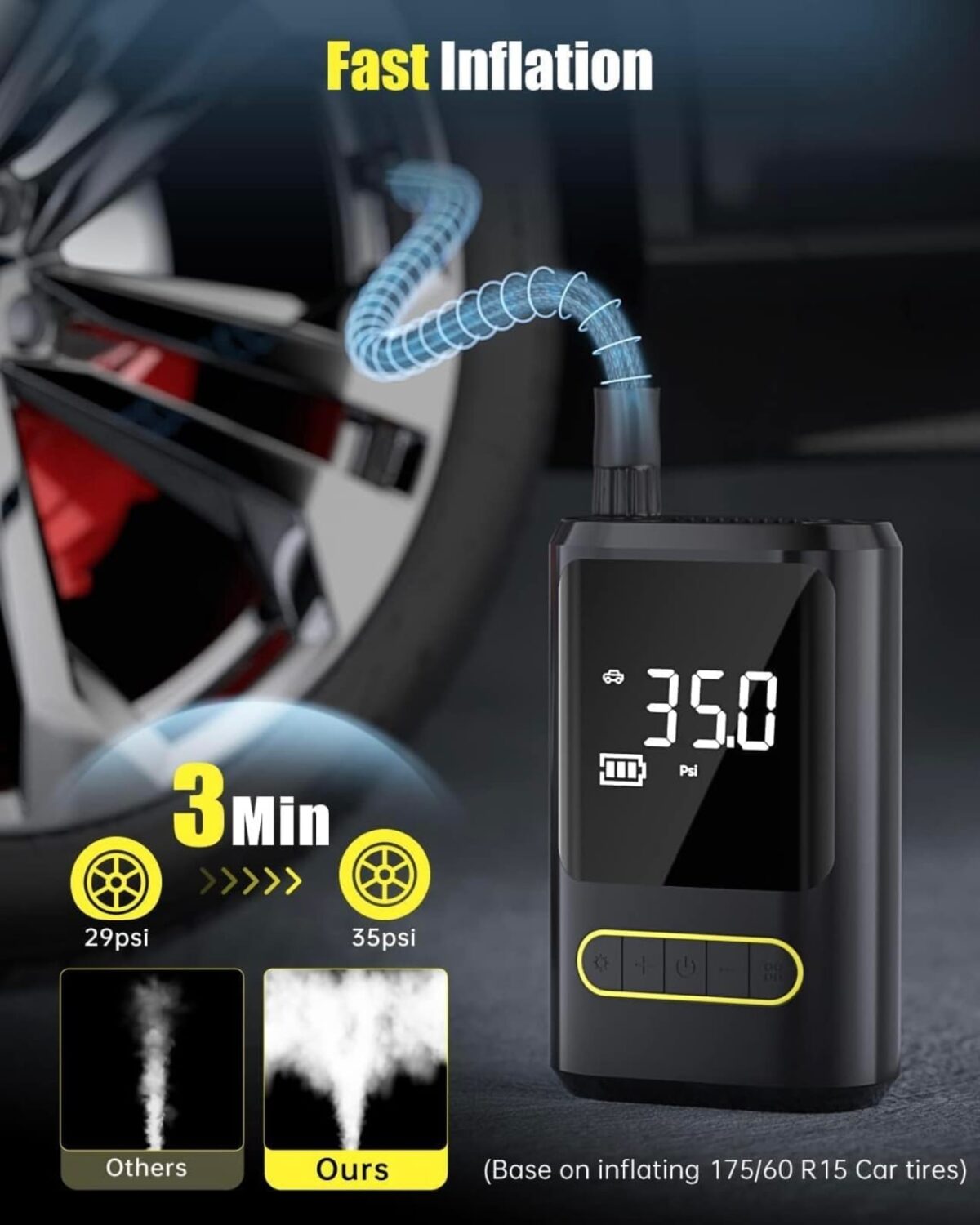 Portable Wireless Tire Inflator Air Compressor Pump For Cars, Motorcycles & Bicycles - Image 4