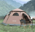 Porodo Lifestyle 4-Person Easy Pop-Up Automatic Camping Tent - Light Brown - Image 2
