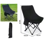 Camping Chair with Footrest - Black - Image 3