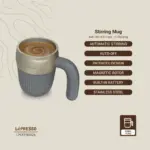 Lepresso Auto Magnetic Stirring Mug 450mL - Gray - Image 3