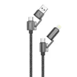 Porodo 4 Cables in 1 Aluminum Fast Charger Wire - Black