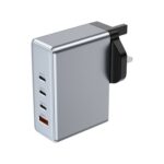 Green Lion GaN UK Plug Wall Charger with 100W Power Delivery, 0%-50% Charge in 30 Minutes,USB-C & USB-A Ports - Gray - Image 2