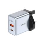 Green Lion GaN UK Plug Wall Charger with 45W Power Delivery,USB-C & USB-A Ports - Gray - Image 2
