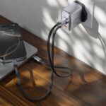 Green Lion GaN UK Plug Wall Charger with 65W Power Delivery, Dual USB-C & USB-A Ports - Gray - Image 4