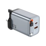 Green Lion GaN UK Plug Wall Charger with 67W Power & Type-C Cable - Gray