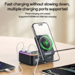 YESIDO DS38 65W Magnetic Wireless Charging Station 3-in-1 Charger with Digital Clock - Image 2
