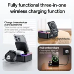 YESIDO DS38 65W Magnetic Wireless Charging Station 3-in-1 Charger with Digital Clock - Image 3