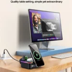 YESIDO DS38 65W Magnetic Wireless Charging Station 3-in-1 Charger with Digital Clock - Image 5