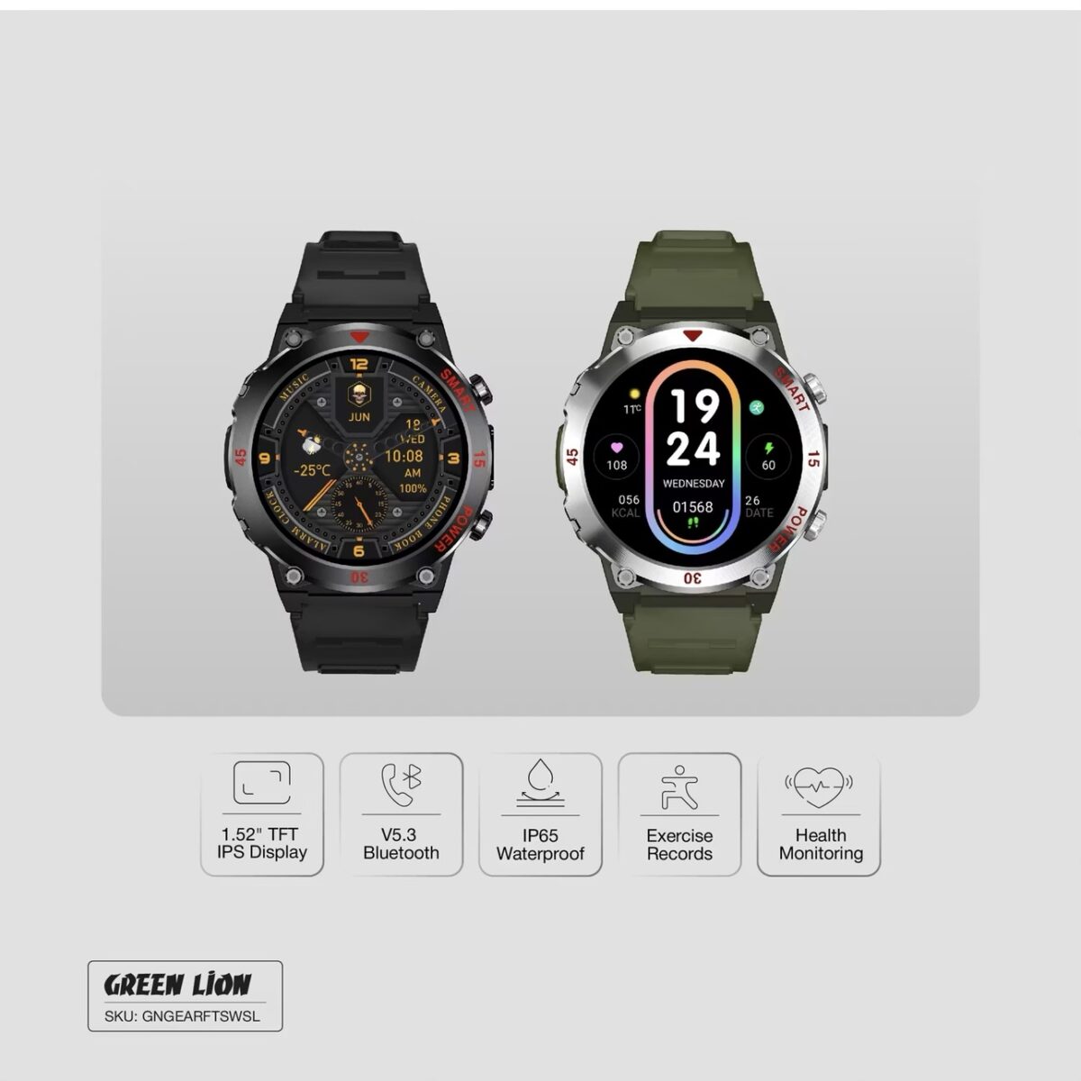 Green Lion Gear Fit Smartwatch with Bluetooth Calling – Silver - Image 3