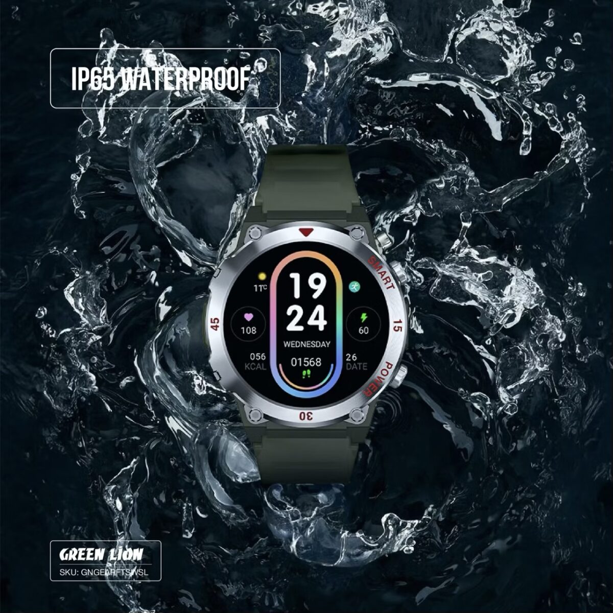 Green Lion Gear Fit Smartwatch with Bluetooth Calling – Silver - Image 2