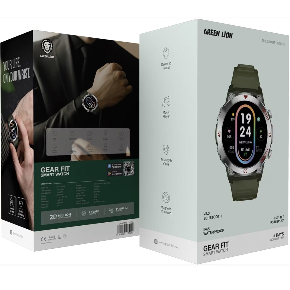 Green Lion Gear Fit Smartwatch with Bluetooth Calling – Silver - Image 6